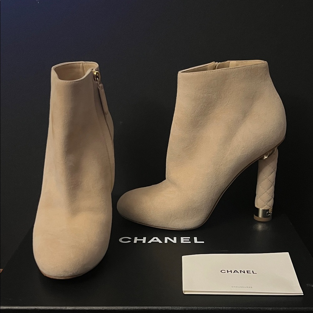 CHANEL Coco Tower Beige Bootie | Size 37- WORN ONCE